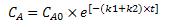 C = C0 x e^(-(k1+k2)t)